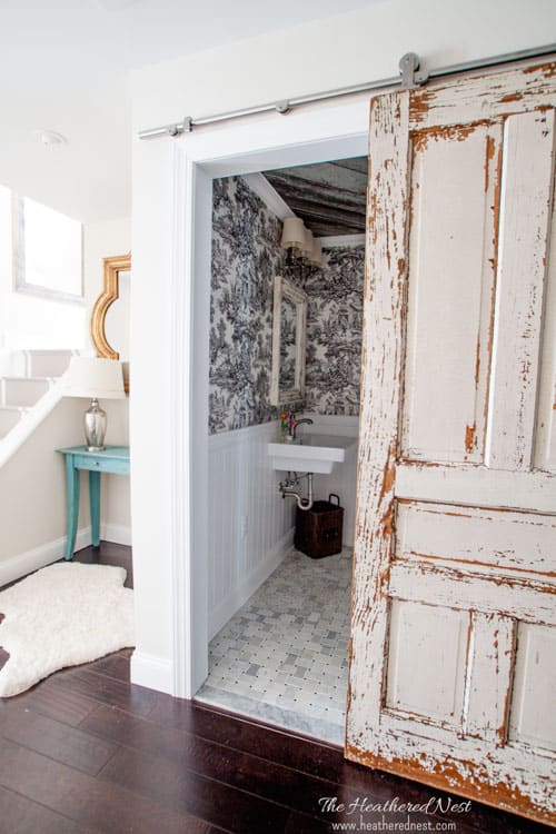 A SMALL bathroom gets a french country makeover with BIG personality!