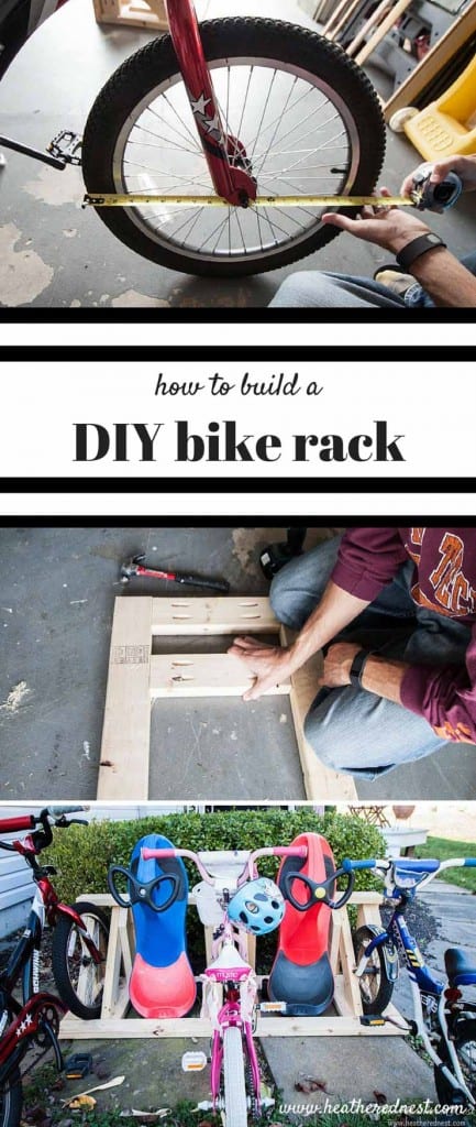 Easy homemade bike rack DIY with FREE plans included! from www.heatherednest.com