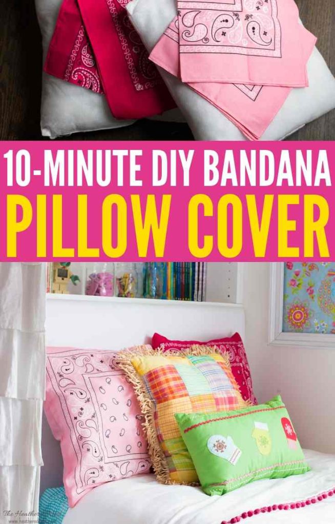 10minute DIY Pillow Cover from One Dollar Store Bandanas!