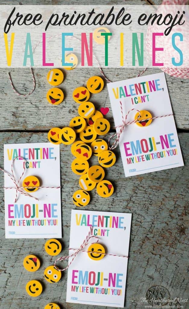 Free printable emoji valentine The Heathered Nest