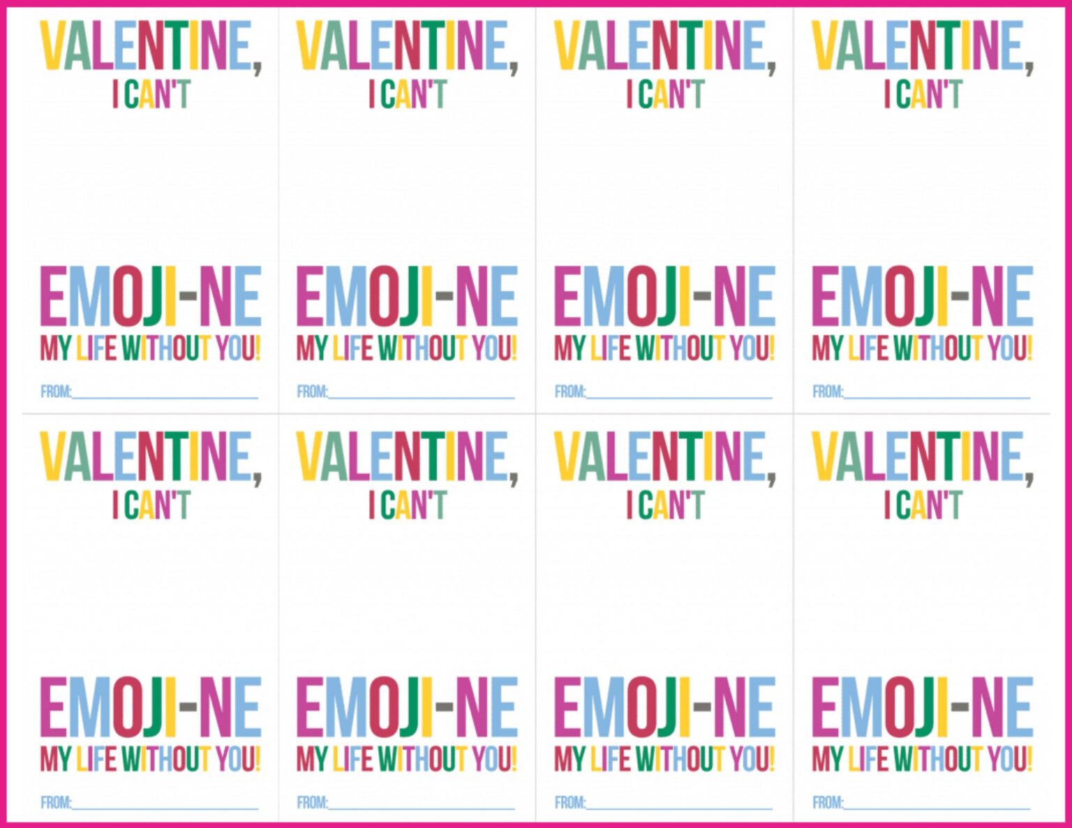 Free Printable Emoji Valentine's Day Cards for Kids - The Heathered Nest