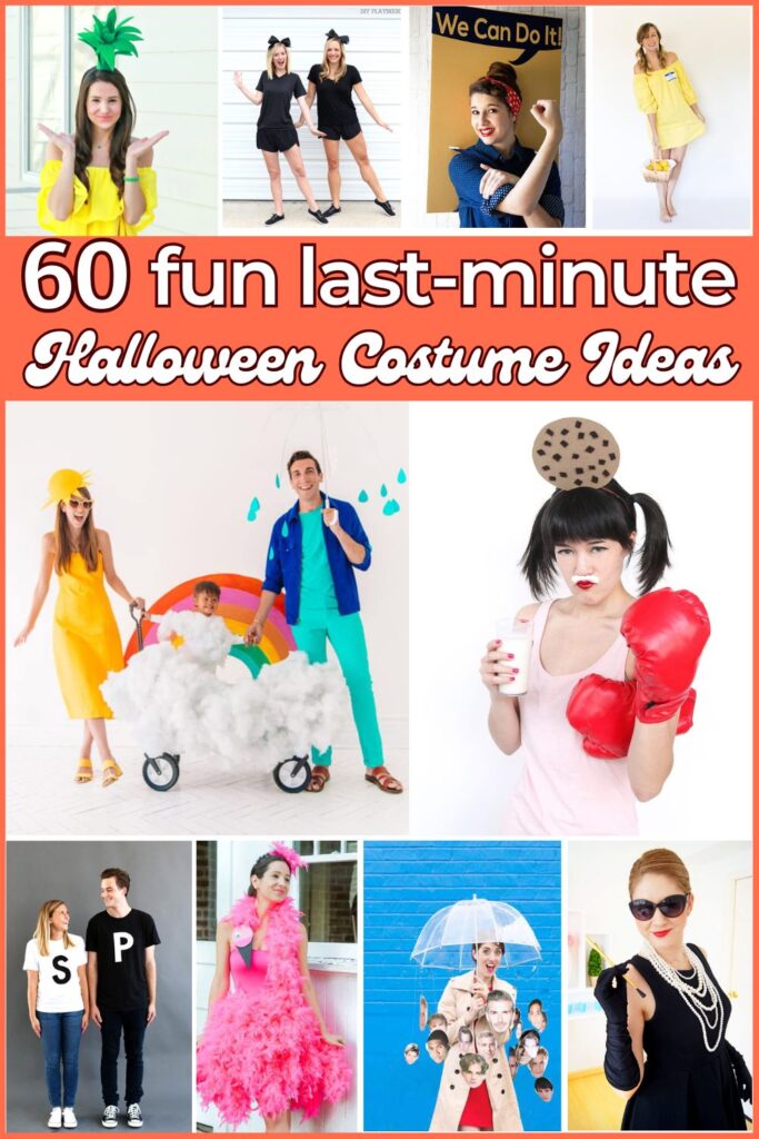 collage with fun, last-minute costume ideas for fall