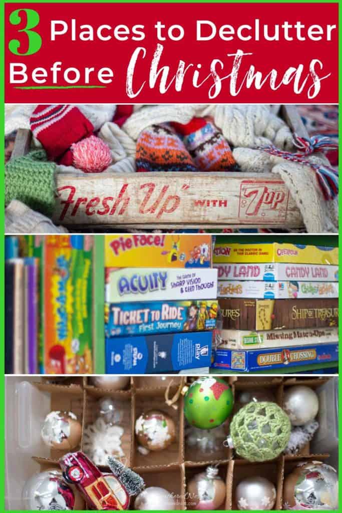 3 Places to Purge before the Christmas gifts pour in! #declutteringtips #declutter #howtoorganizeforChristmas #decreaseholidaystress