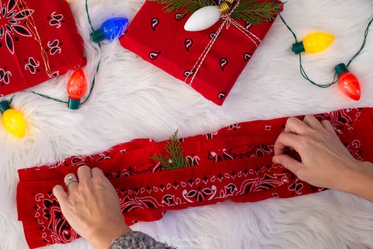Easy Reusable Wrapping Paper from Dollar Tree Bandanas!!