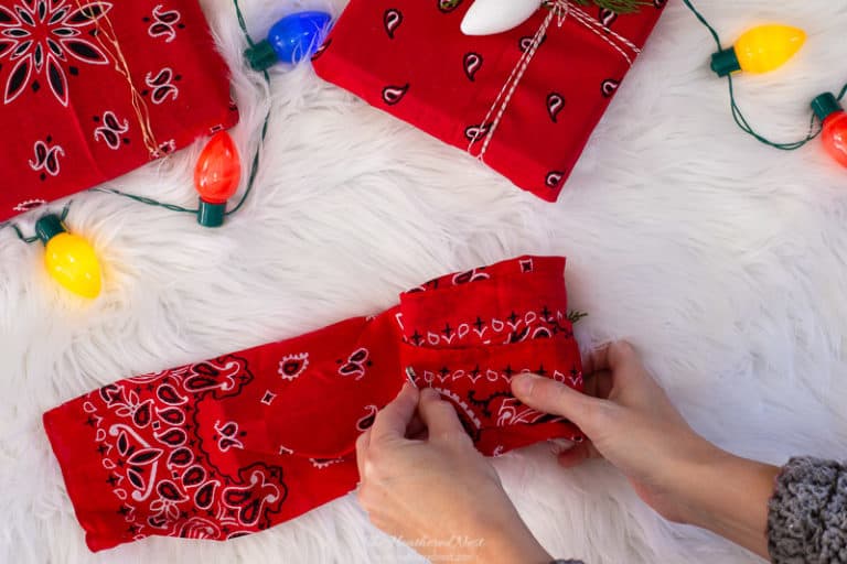 Easy Reusable Wrapping Paper from Dollar Tree Bandanas!!