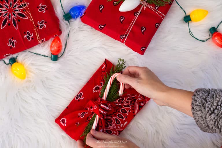 Easy Reusable Wrapping Paper from Dollar Tree Bandanas!!