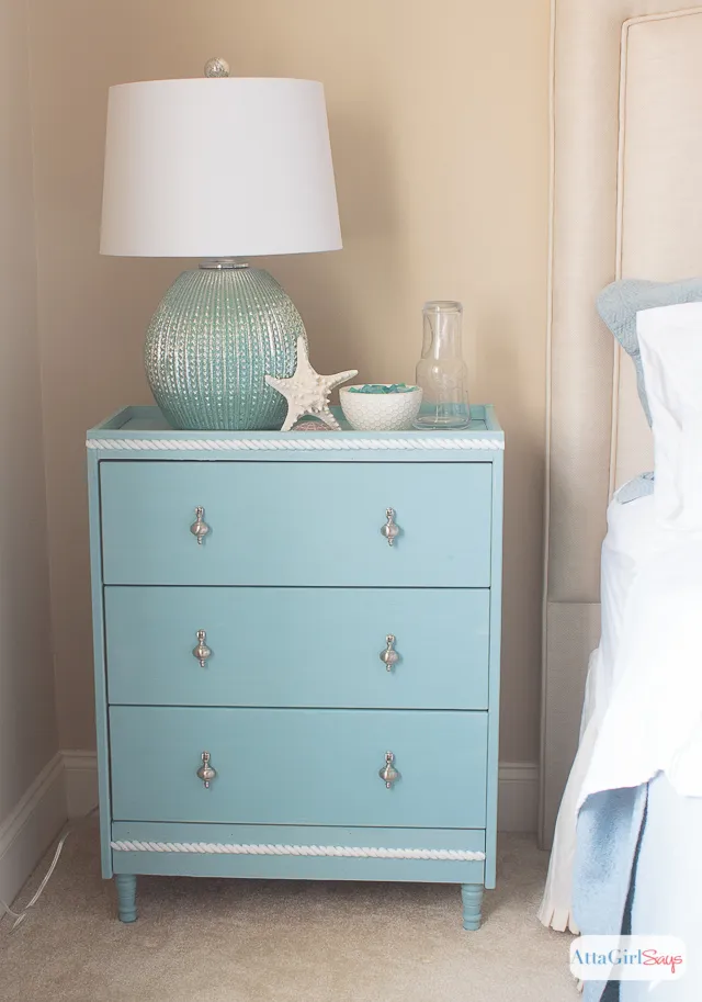coastal IKEA Rast hack, with light blue paint, Atta Girl Says