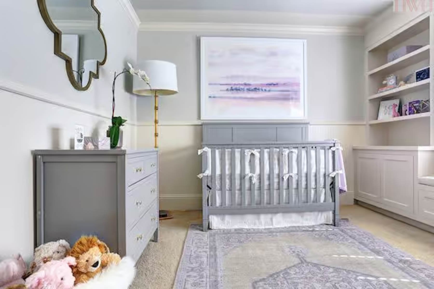 gray and lavender nursery design