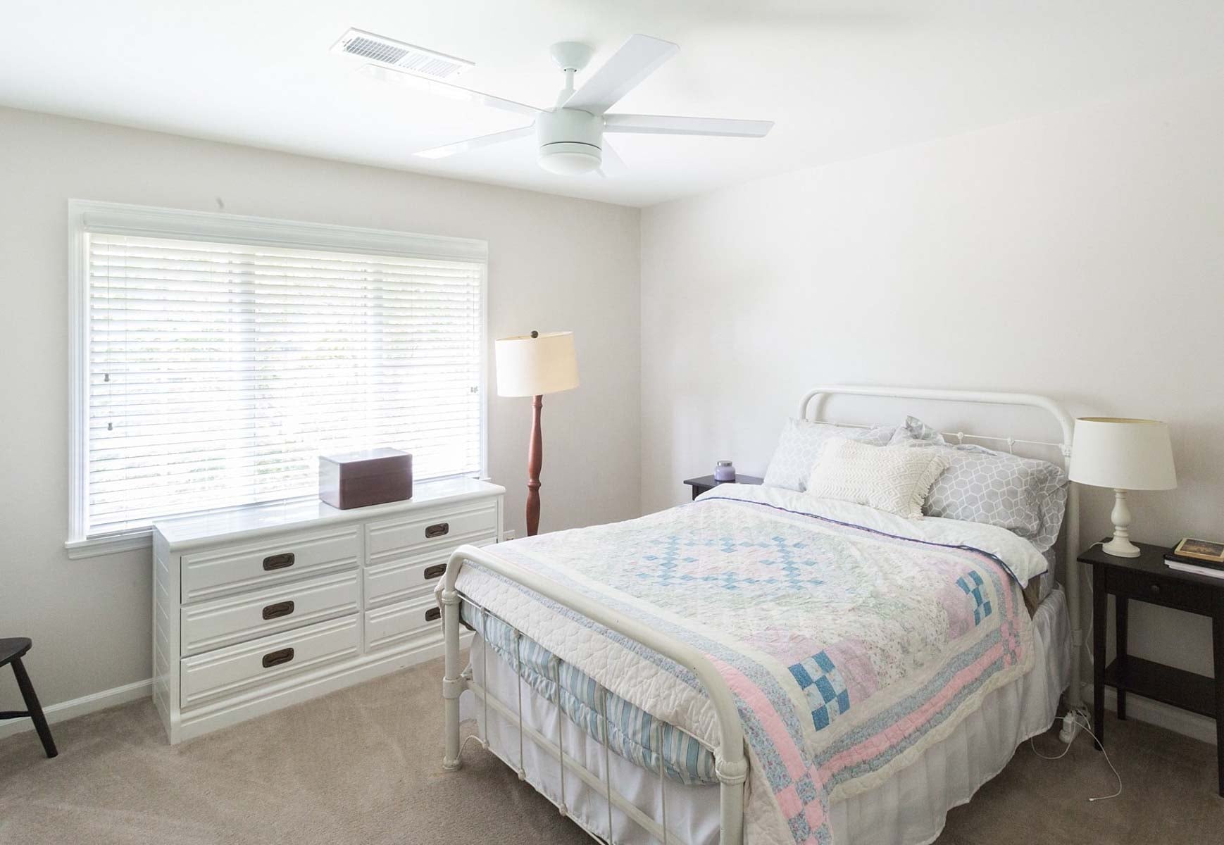 bright and airy bedroom space