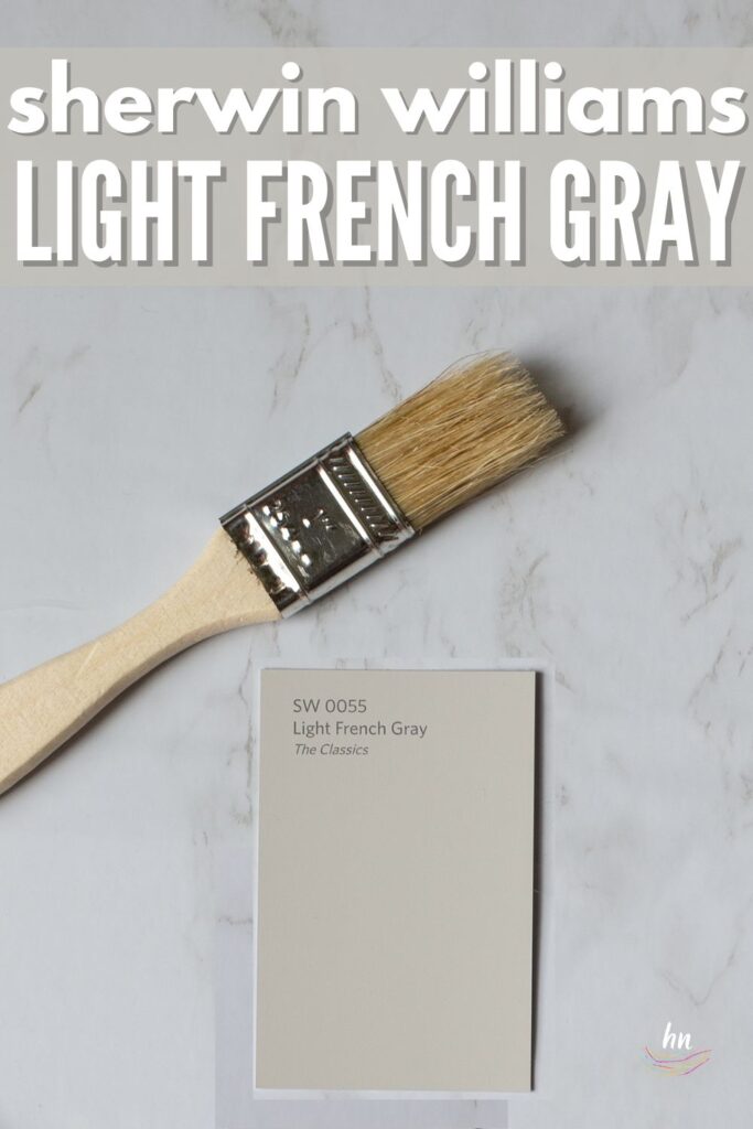 Sherwin Williams Light French Gray on a marble background