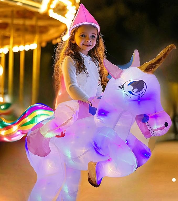 inflatable unicorn rider with lights costume