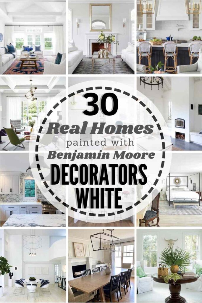 grid image of homes painted in Benjamin Moore Decorators White