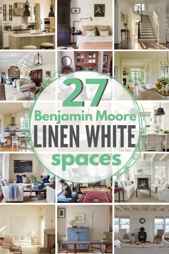 grid with 15 examples of Benjamin Moore "Linen White"