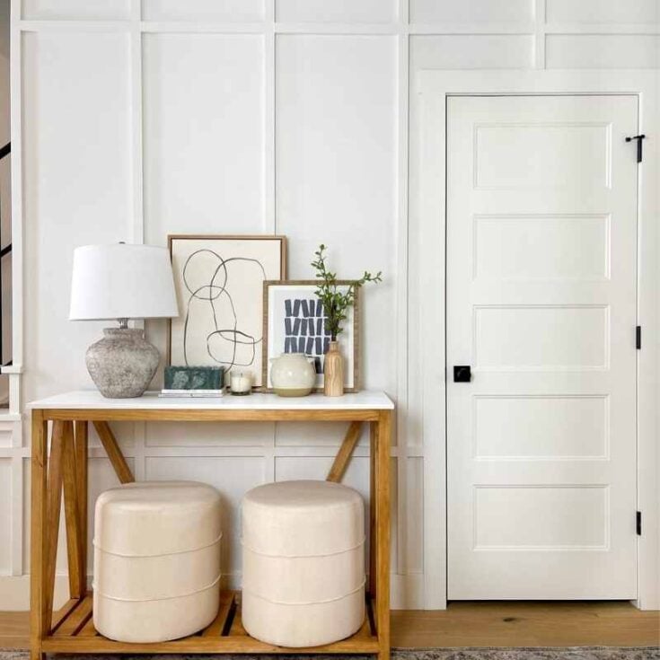 board and batten accent wall in entryway