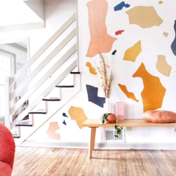 terrazzo painted accent wall