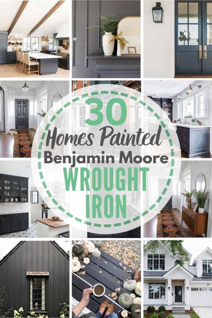 grid with 15 examples of benjamin moore wrought iron: "30 homes painted benjamin moore wrought iron"