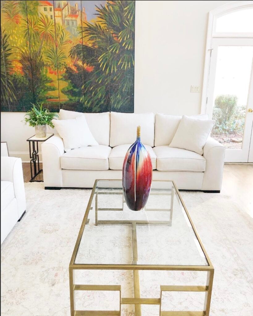 living room painted BM Manchester Tan