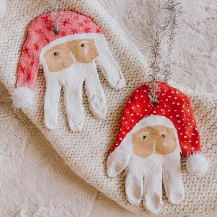 Santa handprint salt dough ornaments