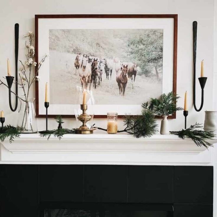 Christmas mantel with horse print