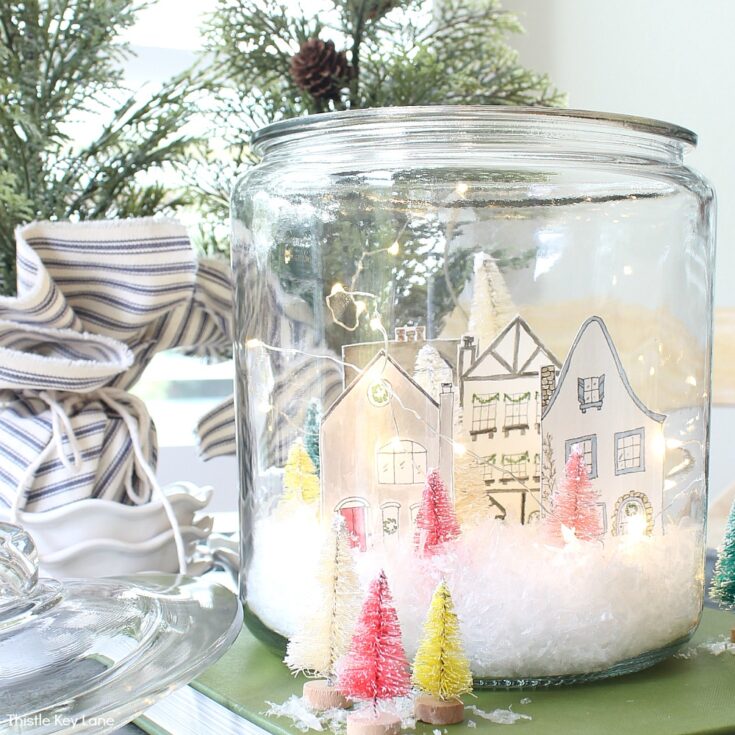 Image for Snowy Christmas Village Houses In A Jar