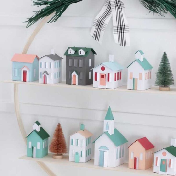 diy hoop wreath village display