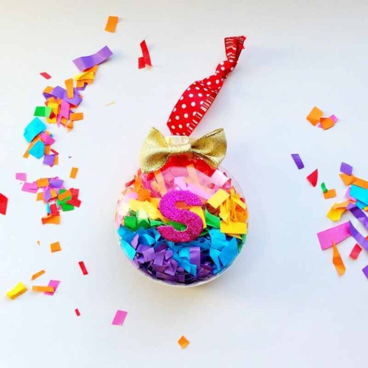 paper shreds rainbow ornaments