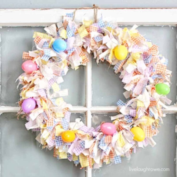 fabric scraps Easter wreath