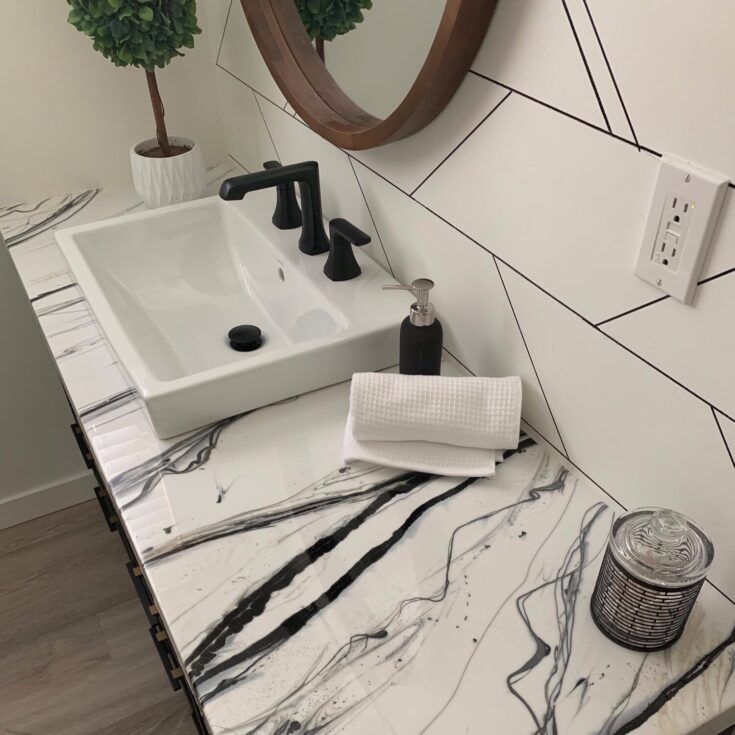 black and white epoxy countertop