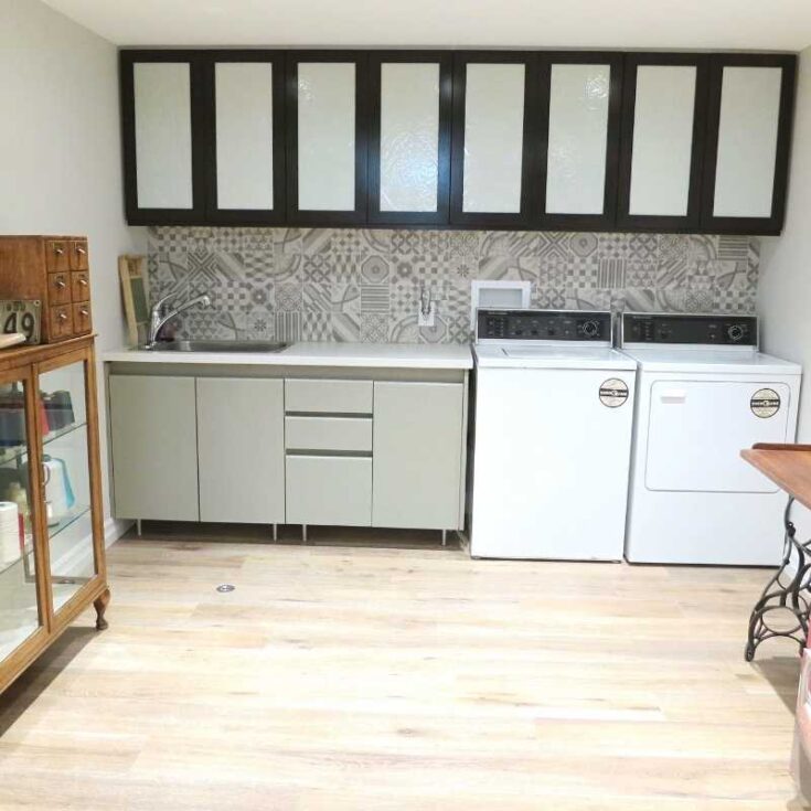wall of cabinets in laundry room