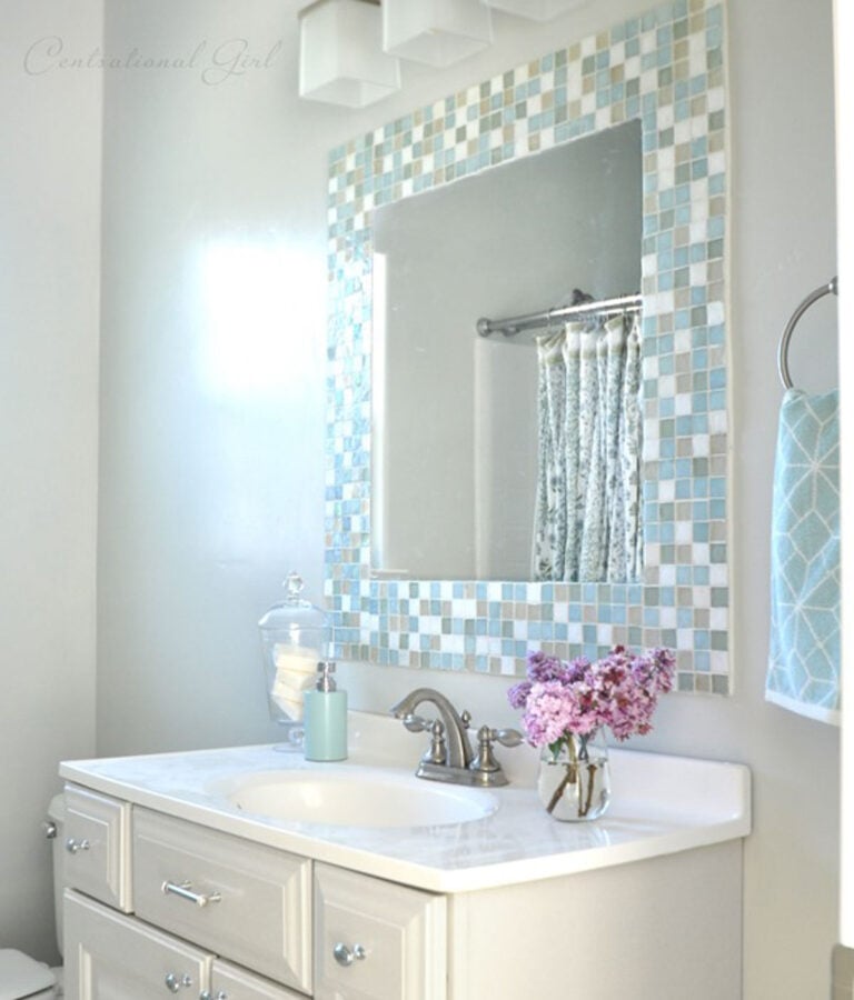 13 Easy DIY Bathroom Mirror Ideas And Framing To Try! - The Heathered Nest