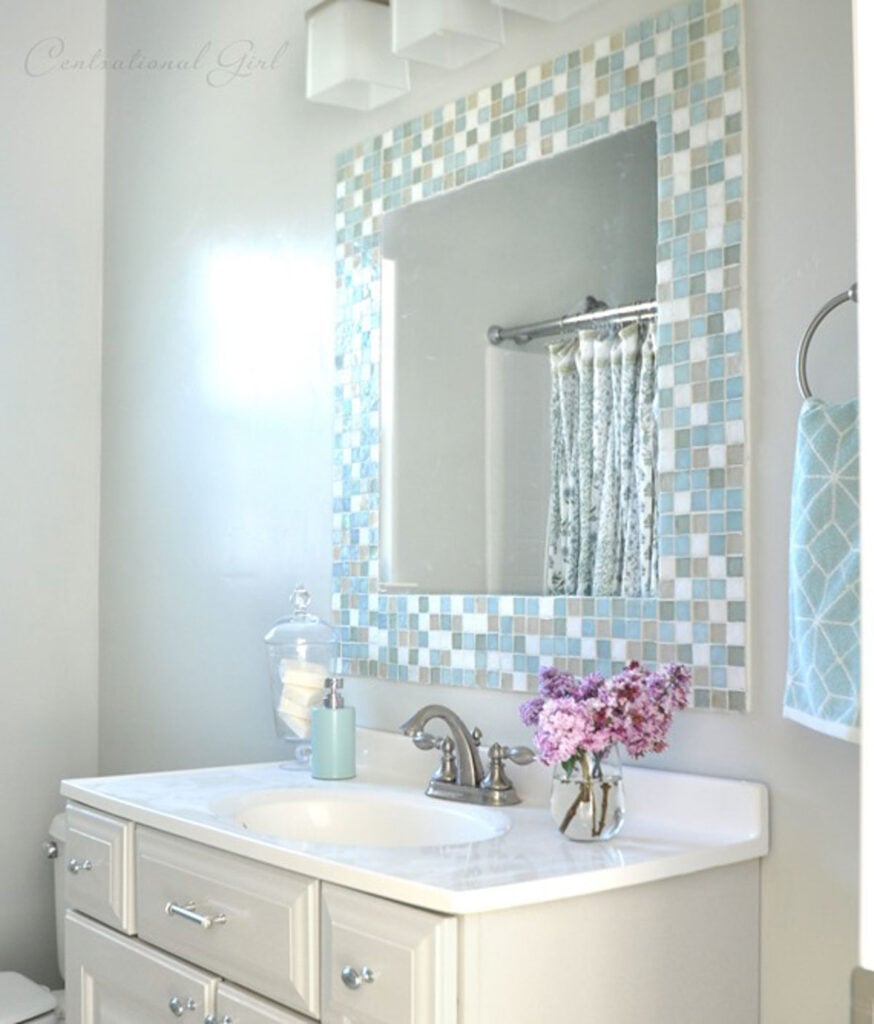 13 Easy DIY Bathroom Mirror Ideas And Framing To Try! - The Heathered Nest