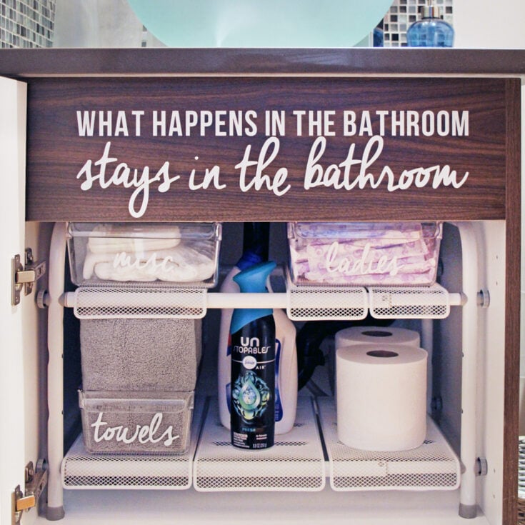 bathroom storage cabinet with cricut
