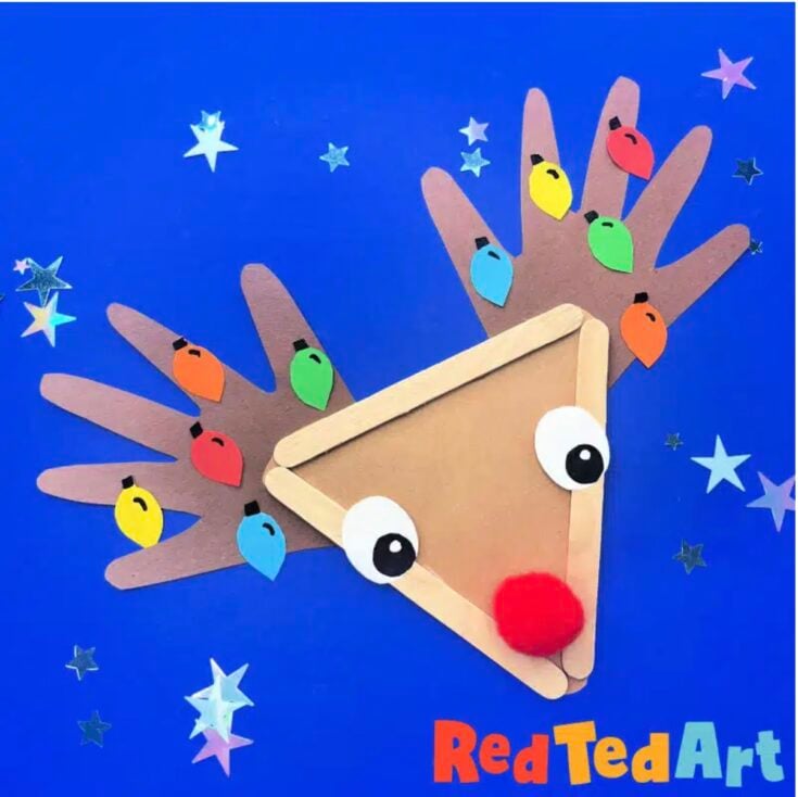 red ted art christmas reindeer craft stick idea