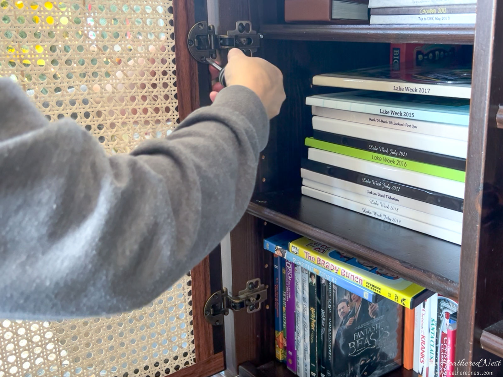 Easy DIY Cane Doors IKEA TV Stand Makeover The Heathered Nest