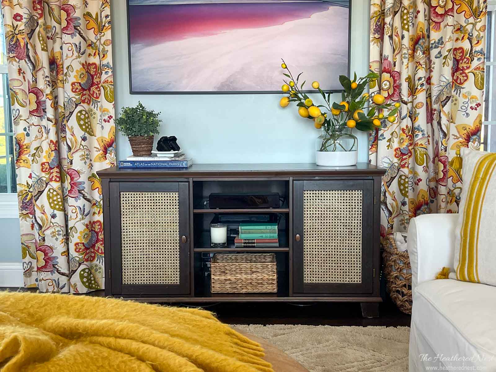 Easy DIY Cane Doors IKEA TV Stand Makeover The Heathered Nest