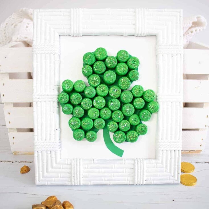 DIY cork shamrock wall decor idea