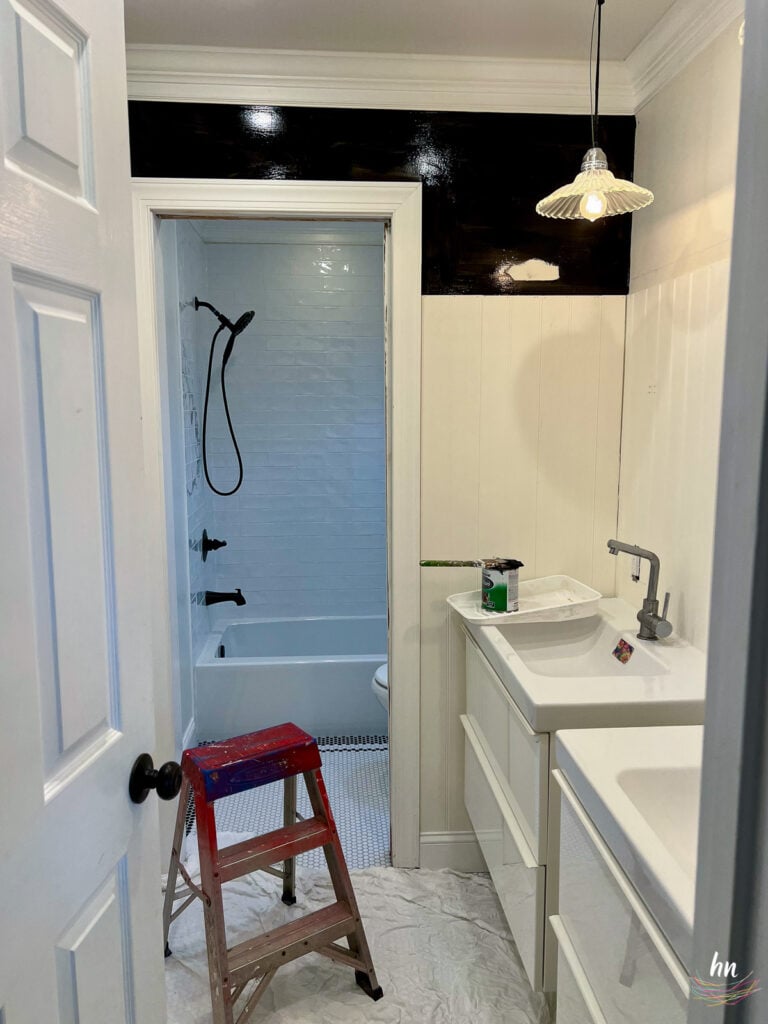 bathroom renovation progress shot