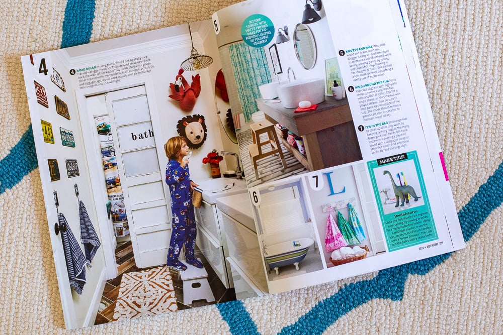 BHG Kids Room magazine feature of Heathered Nest $1800 kids bathroom renovation